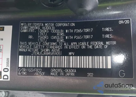 2021 Toyota 4Runner Sr5 z USA, uszkodzony, nr VIN JTEMU5JR8M5859051